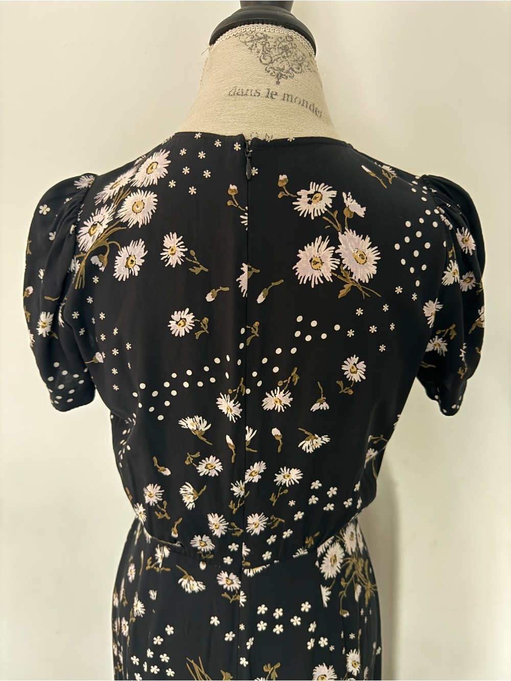 Madewell Black Floral V-Neck Midi Dress - Picture 9 of 11